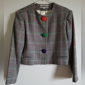 Rare Vintage Fun Jacobson's Multicolor Houndstooth Blazer with Bold Buttons